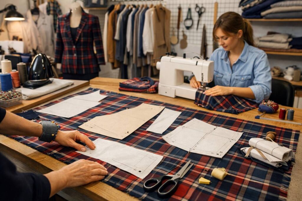 دوخت پارچه چهارخونه